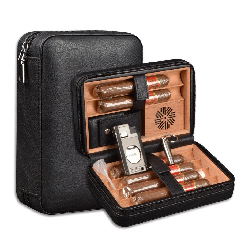 Travel Leather Humidor Box Leather Cigar Case