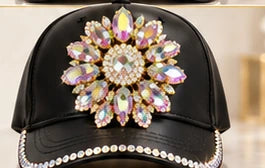 Aurora Royale faux leather crystal embellished cap