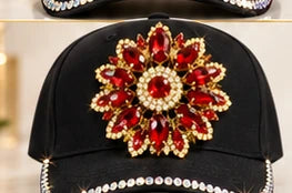 Crimson Royale cotton crystal embellished cap