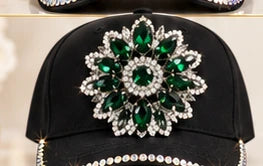 Emerald Royale cotton crystal embellished cap