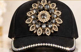 Midnight Majestic cotton crystal embellished cap