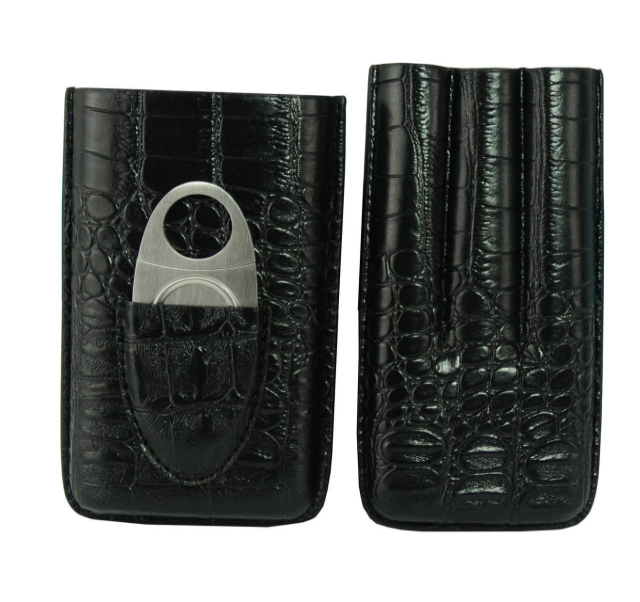 Leather Cigar Case with Cigar Cutter