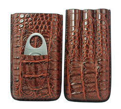Leather Cigar Case with Cigar Cutter